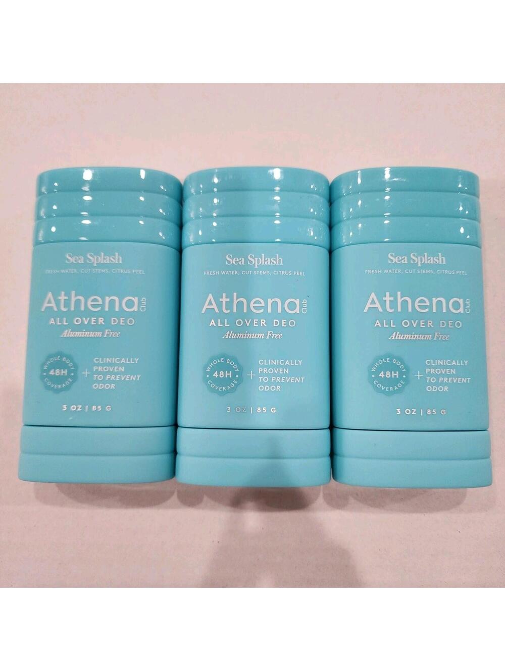 3PK Athena Club All Over Deo Sea Splash Deodorant Stick 3 oz Aluminum-Free 48-Hr